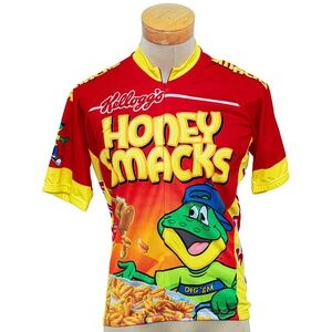 WORLD JERSEYS MENS CYCLING KELLOGGS HONEY SMACKS HALF ZIP SHORT SLEEVE JERSEY XL